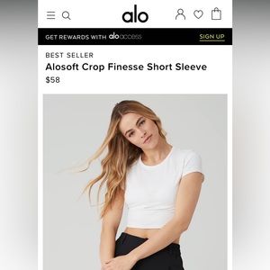 ALOSOFT CROP FINESSE SHORT SLEEVE - WHITE